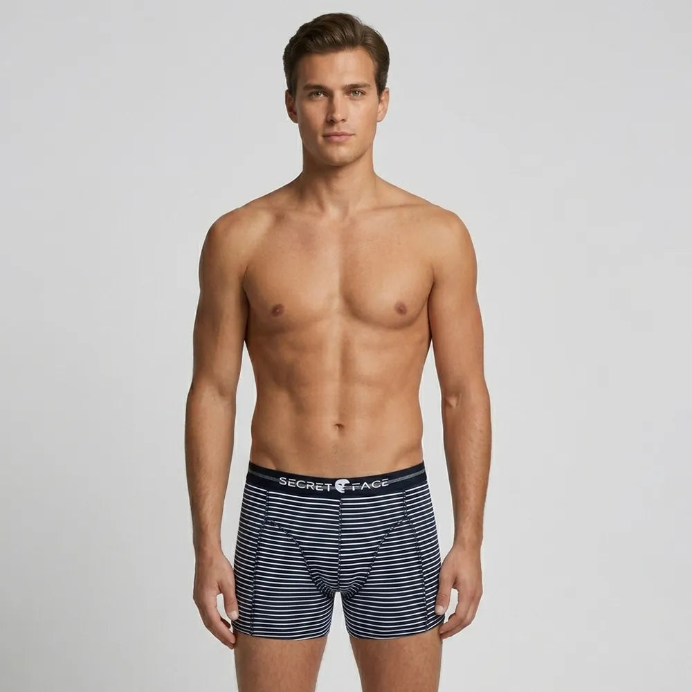 Secret Face Men's Boxer Briefs 5-Pack - Assorted Stripes & Solids, Soft Stretch Cotton, Comfort Fit