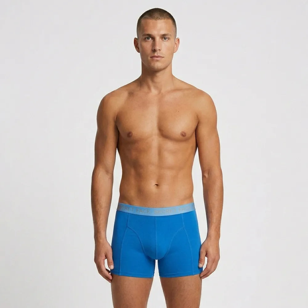 Secret Face Men's Stretch Cotton Boxer Briefs 5-Pack - Tight Fit, Flexible, Solid Colors