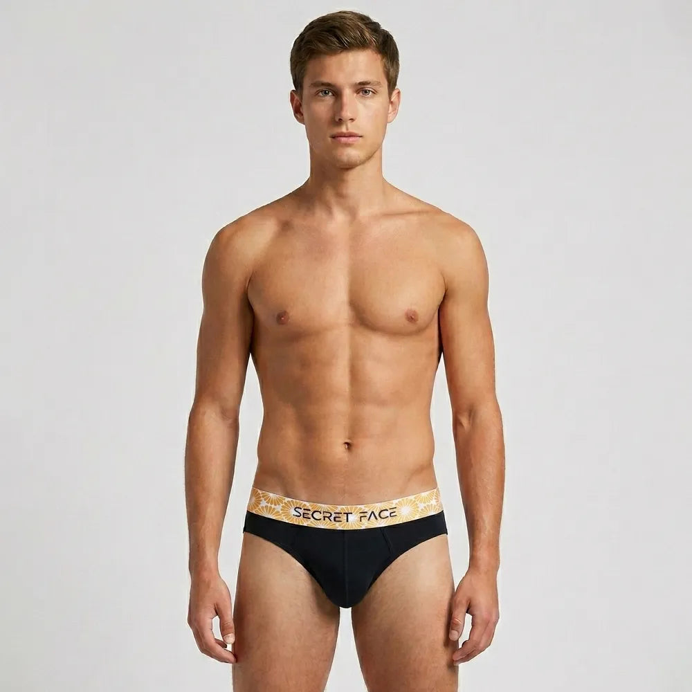 Secret Face Men's 5-Pack Japanese Style Print Briefs - Premium Stretch Cotton, Luxury Fit