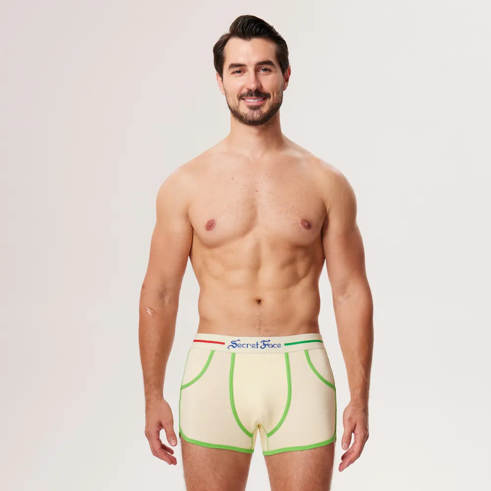 Secret Face Men's 5-Pack Vintage Boxer Briefs - Retro 60s Style, Stretch Cotton, Assorted Colors