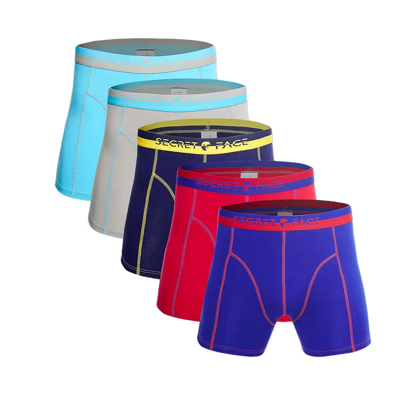 Secret Face Men's Stretch Cotton Boxer Briefs 5-Pack - Tight Fit, Flexible, Multi-Color & Floral Print