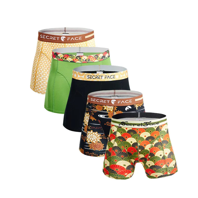 Secret Face Men's 5-Pack Premium Trunks - Soft Performance Cotton, Breathable Everyday Luxury Boxer Briefs