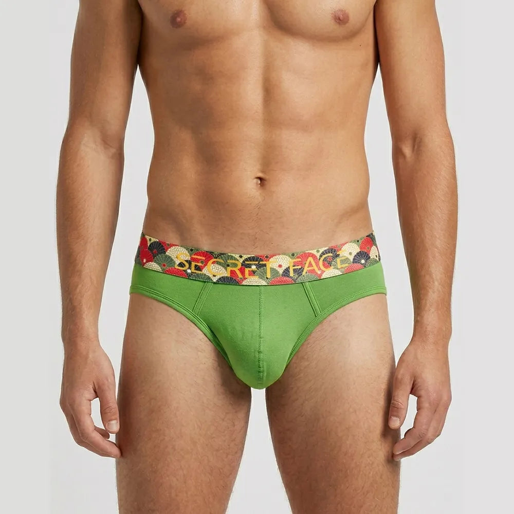 Secret Face Men's 5-Pack Japanese Style Print Briefs - Premium Stretch Cotton, Luxury Fit