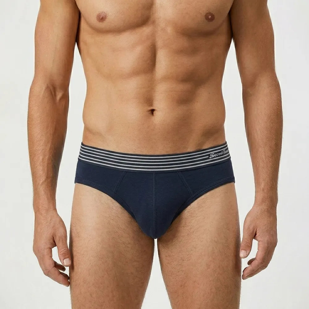 Secret Face Men's Premium Cotton Briefs 5-Pack - Classic Solids, Stretchy & Comfort Fit