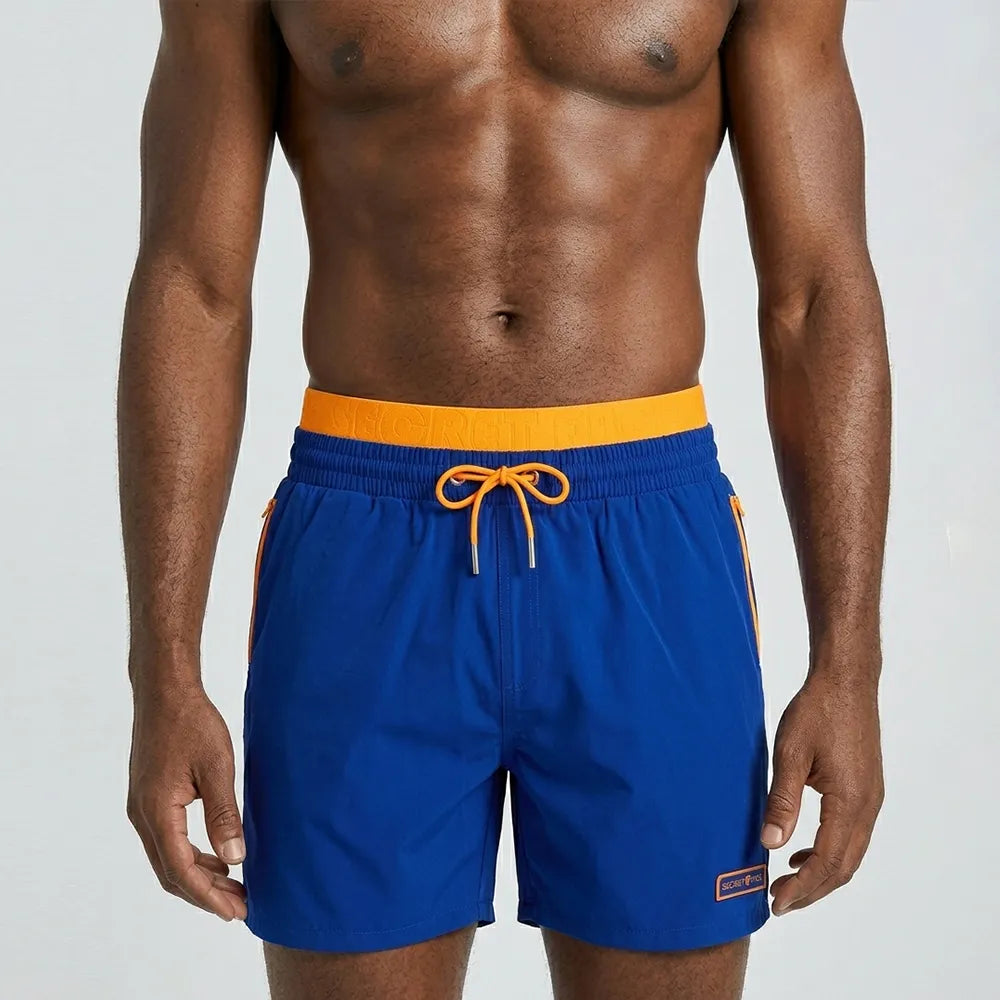 Secret Face Men's Quick Dry Beach Shorts - Elastic Waist Drawstring Swim Trunks