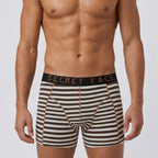 Secret Face Men's Luxury Trunks - Bold Stripe Print, Premium Stretch Cotton, Comfort Fit