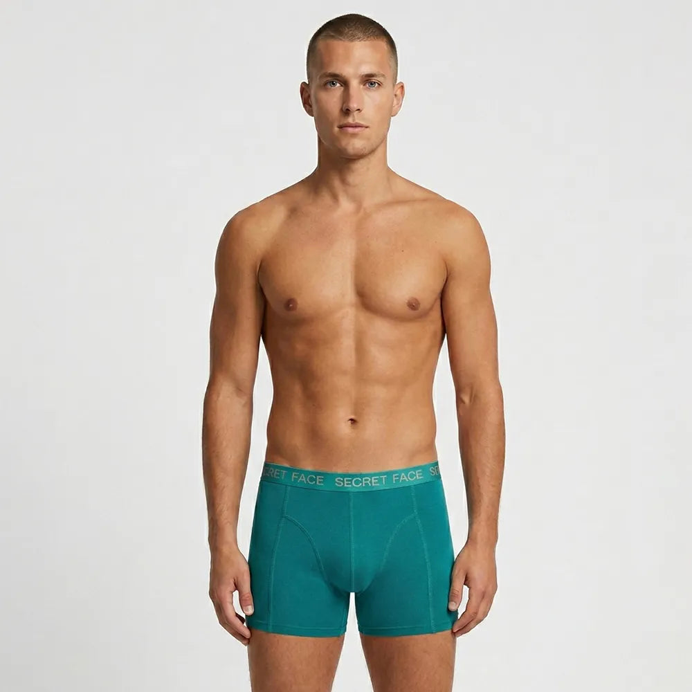 Secret Face Men's Stretch Cotton Boxer Briefs 5-Pack - Tight Fit, Flexible, Solid Colors