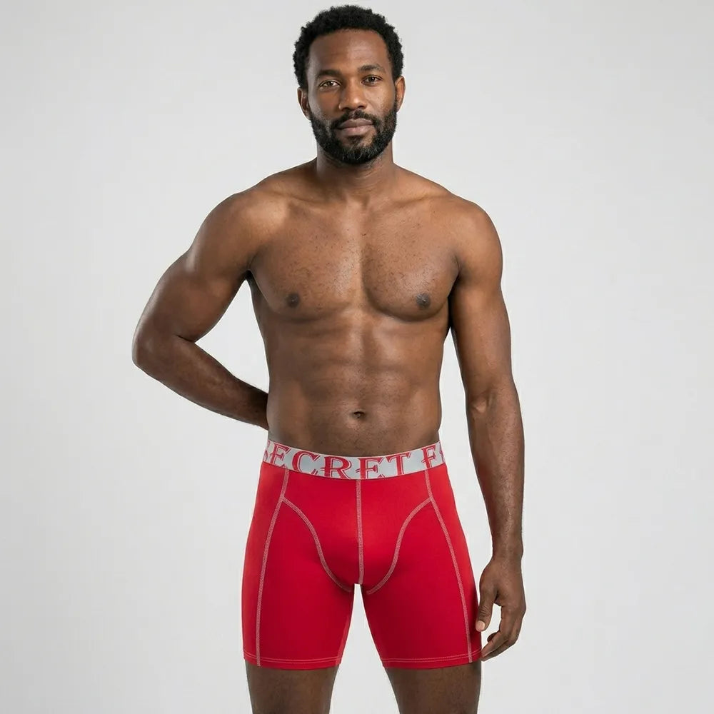 Secret Face Men's Anti-Chafe Trunks - Contour Panel Design, Stretchy & Non-Slip Waistband, Athletic Support Boxer Briefs
