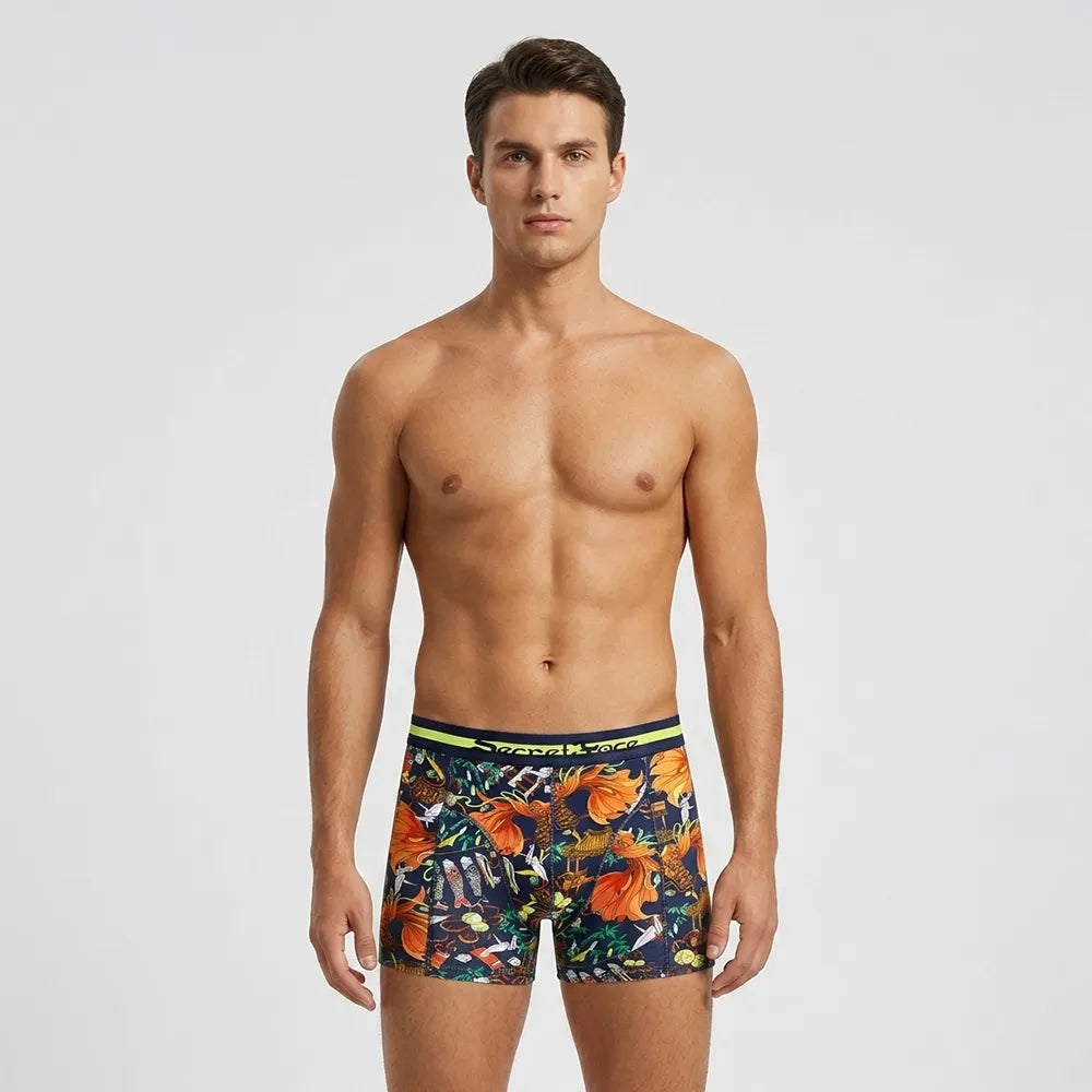 Secret Face Men's Stretch Boxer Briefs - Luxury Comfort, Flexible Tight Fit, Durable Cotton Blend (Assorted Novelty & Solid Prints)