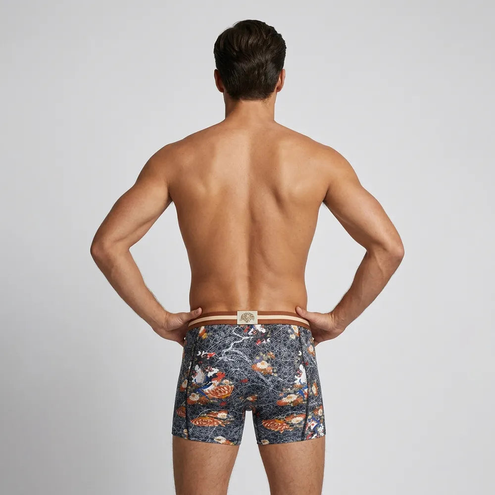 Secret Face Men's Trunks 5-Pack - Japan Samurai Print, Premium Stretch Cotton, Comfort Fit Boxers