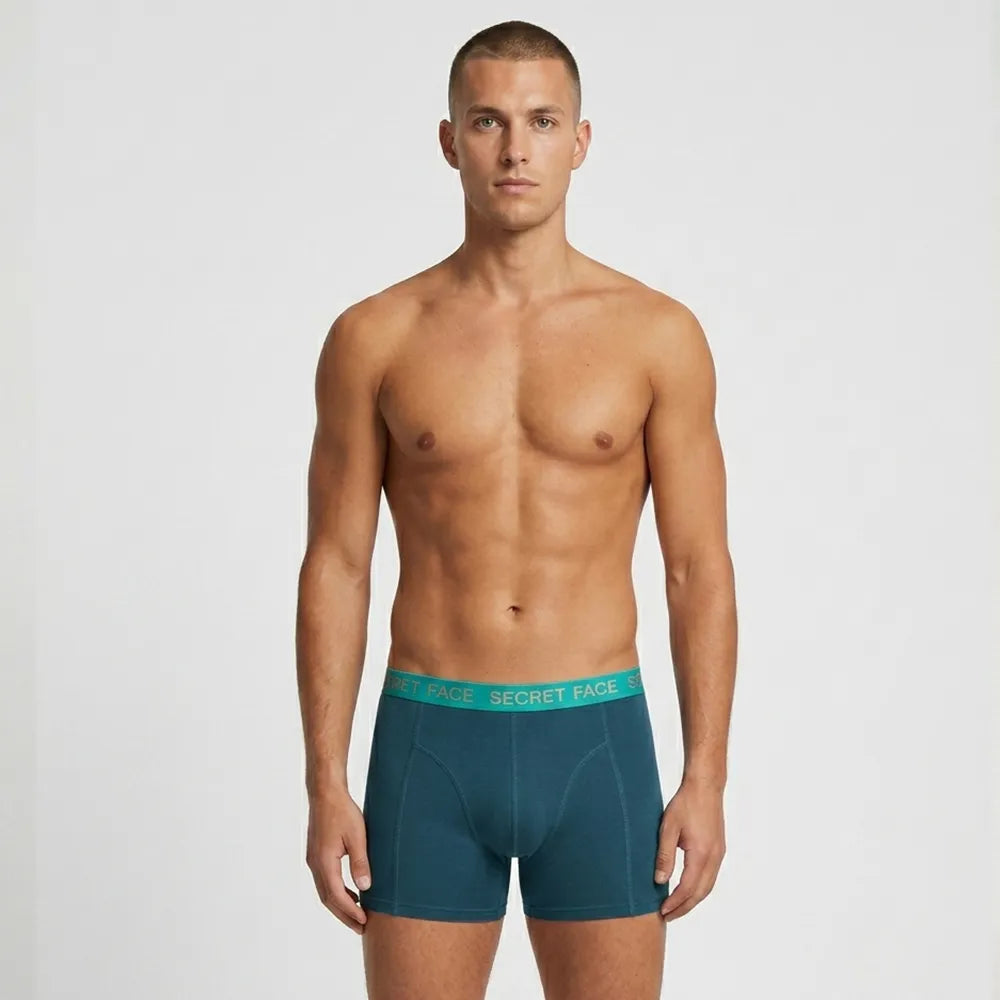 Secret Face Men's Stretch Cotton Boxer Briefs 5-Pack - Tight Fit, Flexible, Solid Colors