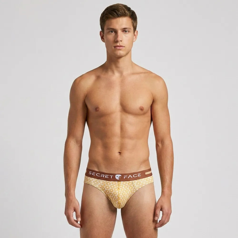 Secret Face Men's 5-Pack Japanese Style Print Briefs - Premium Stretch Cotton, Luxury Fit