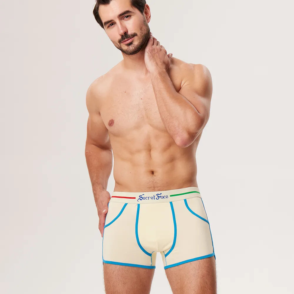 Secret Face Men's 5-Pack Vintage Boxer Briefs - Retro 60s Style, Stretch Cotton, Assorted Colors