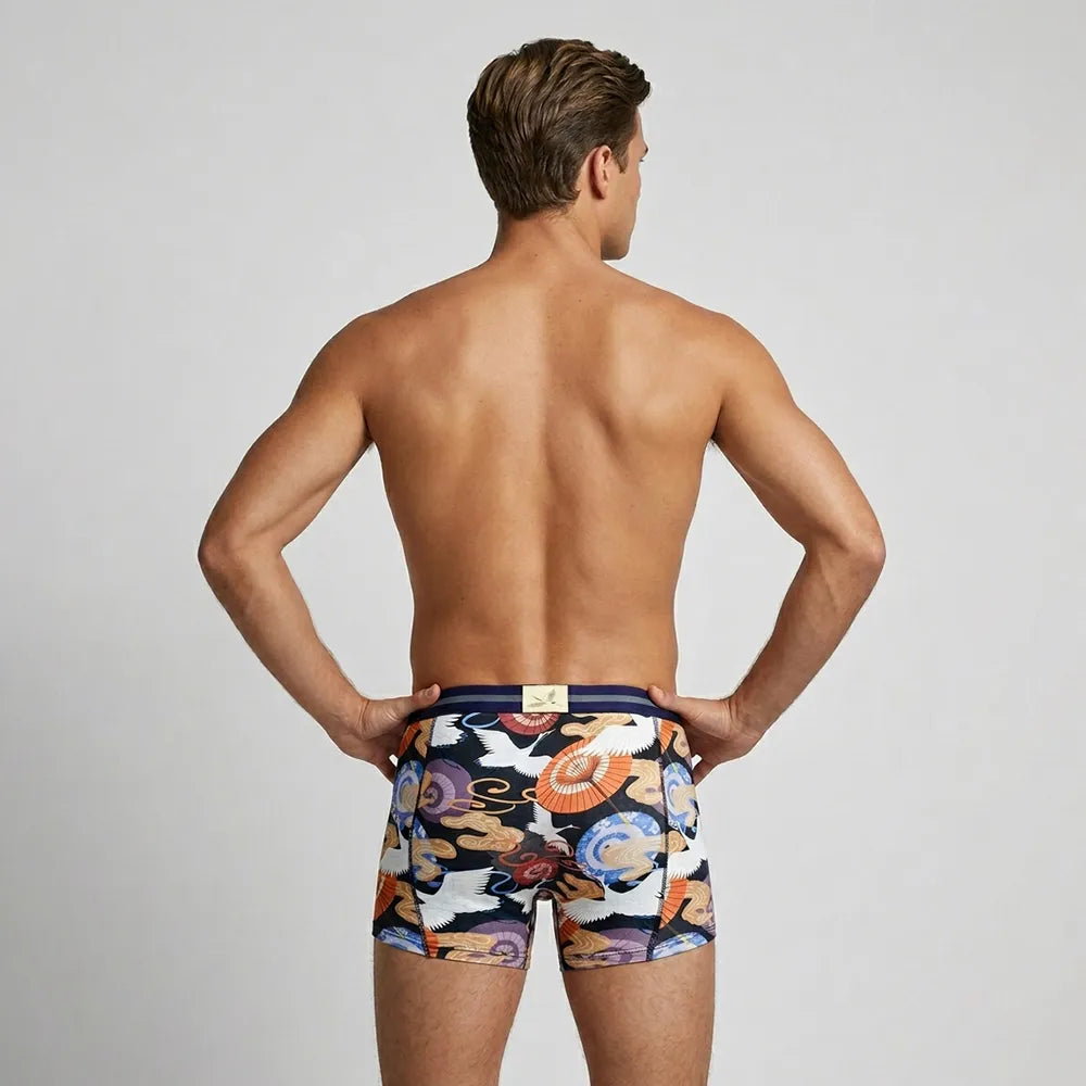 Secret Face Men's Stretch Boxer Briefs - Luxury Comfort, Flexible Tight Fit, Durable Cotton Blend (Assorted Novelty & Solid Prints)