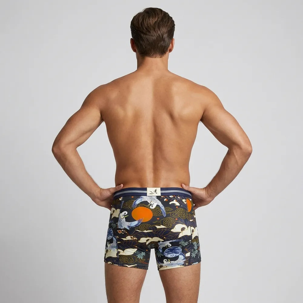 Secret Face Men's Trunks 5-Pack - Japan Samurai Print, Premium Stretch Cotton, Comfort Fit Boxers