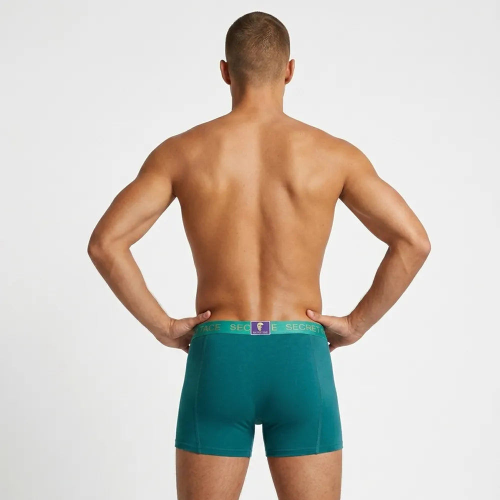 Secret Face Men's Stretch Cotton Boxer Briefs 5-Pack - Tight Fit, Flexible, Solid Colors