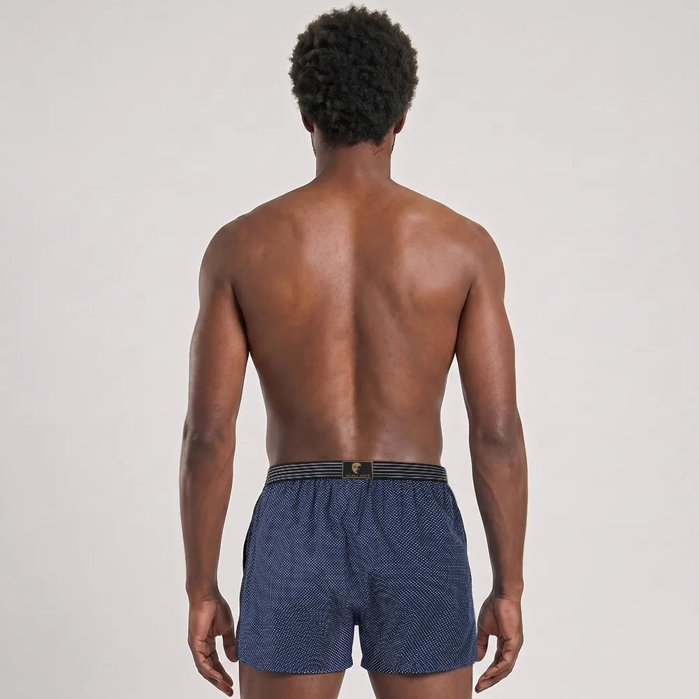 Secret Face Men's 3-Pack Woven Boxer Shorts - 100% Cotton, Loose Fit, Elastic Waistband, Assorted Plaid & Dot Patterns