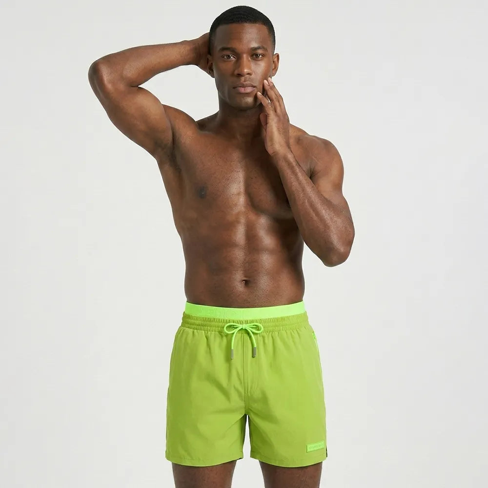 Secret Face Men's Quick Dry Beach Shorts - Elastic Waist Drawstring Swim Trunks