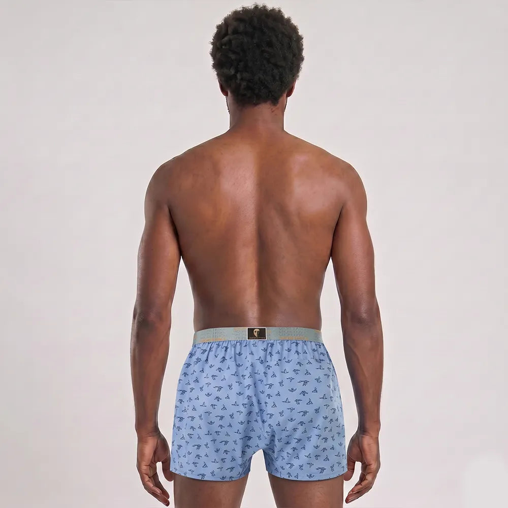 Secret Face Men's 3-Pack Woven Boxer Shorts - Soft Cotton, Loose Fit, Elastic Waistband, Assorted Animal & Plaid Prints
