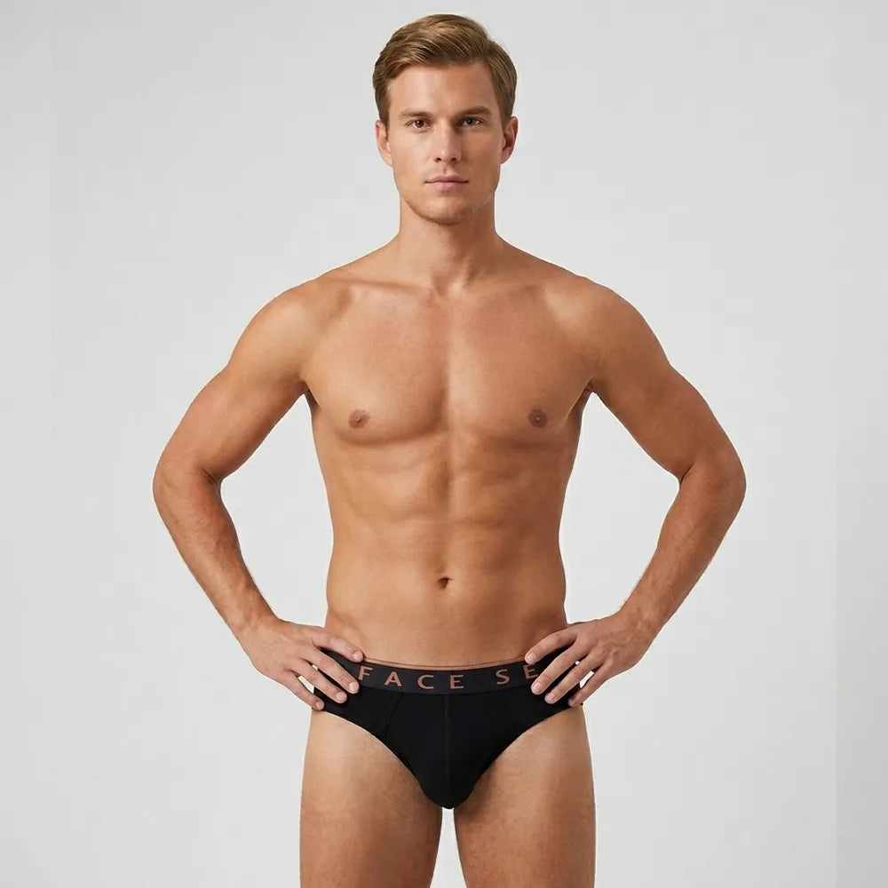 Secret Face Men's 5-Pack Solid Color Briefs - Premium Stretch Cotton, Comfort Fit