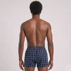 Secret Face Men's 3-Pack Woven Boxer Shorts - 100% Cotton, Loose Fit, Elastic Waistband, Assorted Plaid & Dot Patterns