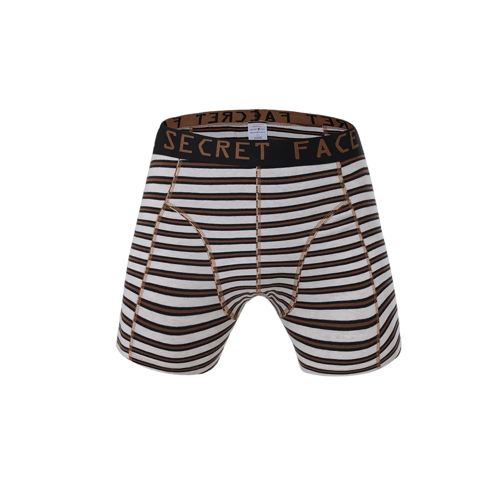 Secret Face Men's Luxury Trunks - Bold Stripe Print, Premium Stretch Cotton, Comfort Fit