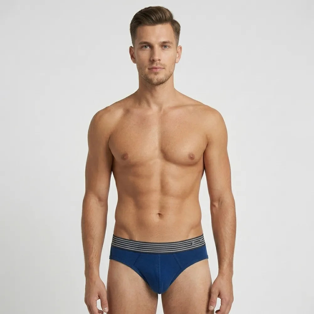 Secret Face Men's Premium Cotton Briefs 5-Pack - Classic Solids, Stretchy & Comfort Fit