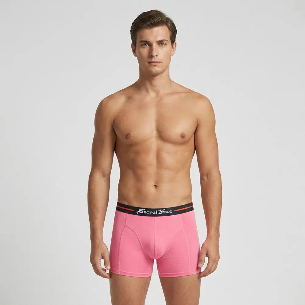 Secret Face Men's Premium Cotton Boxer Briefs 5-Piece Set - Flexible Tight Fit, Breathable & Durable