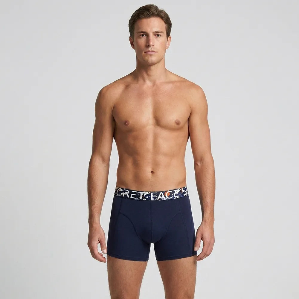 Secret Face Men's Trunks 5-Pack - Japan Samurai Print, Premium Stretch Cotton, Comfort Fit Boxers