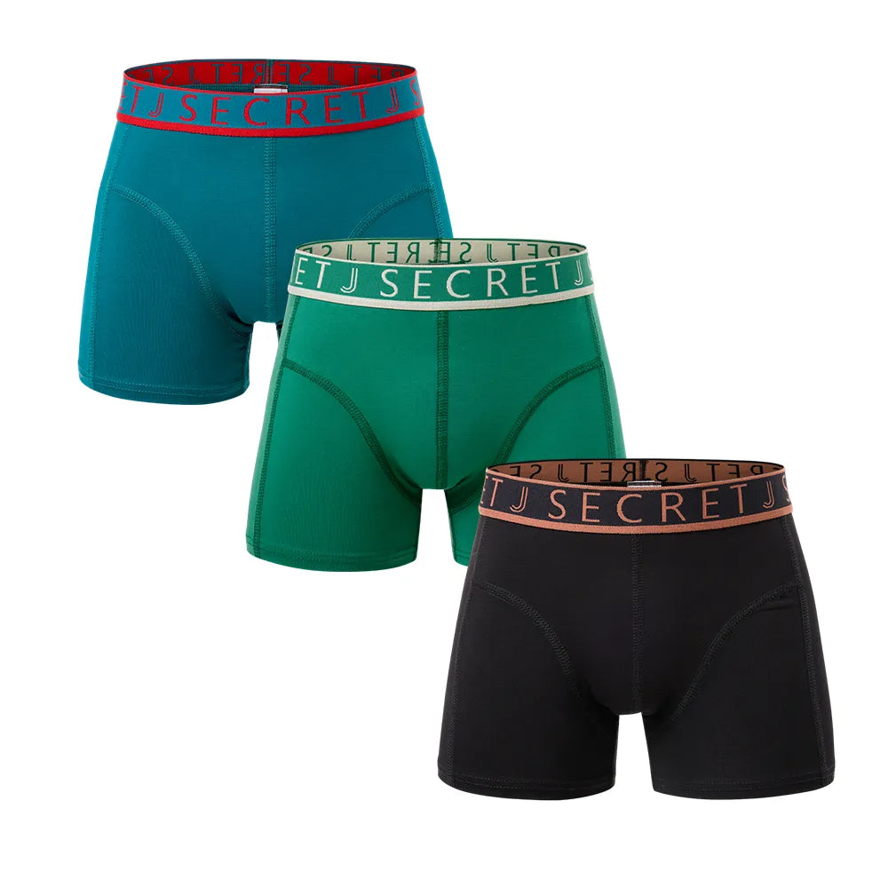Secret Face Junior' 3-Pack Trunks - Comfortable Stretch Cotton, Assorted Colors, Kid Fit