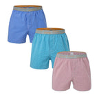 Secret Face Men's Woven Boxer Shorts 3-Pack - Classic Gingham Check, Soft Cotton, Elastic Waistband