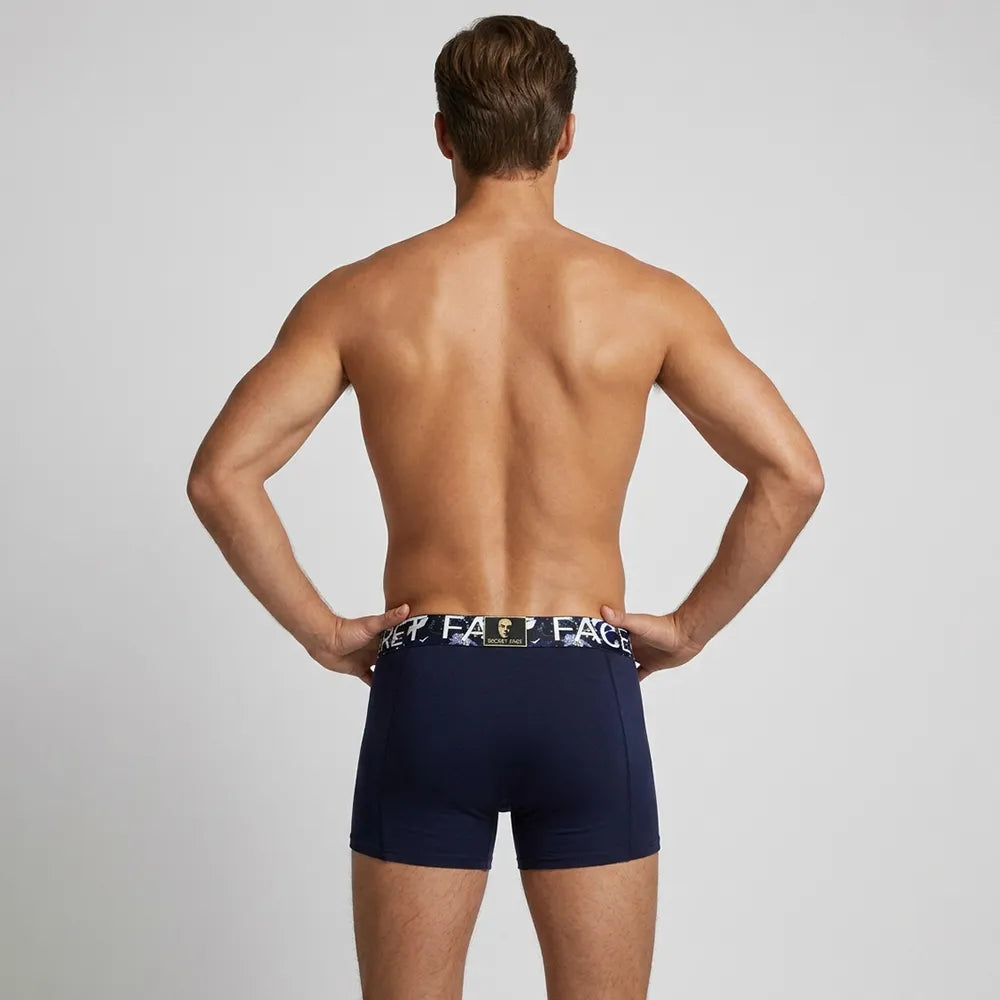 Secret Face Men's Trunks 5-Pack - Japan Samurai Print, Premium Stretch Cotton, Comfort Fit Boxers