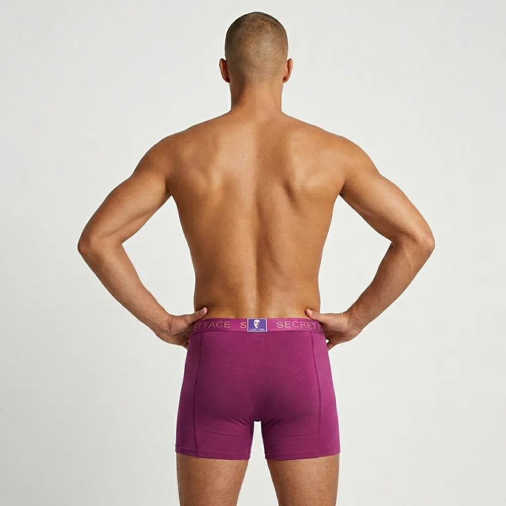 Secret Face Men's Stretch Cotton Boxer Briefs 5-Pack - Tight Fit, Flexible, Solid Colors