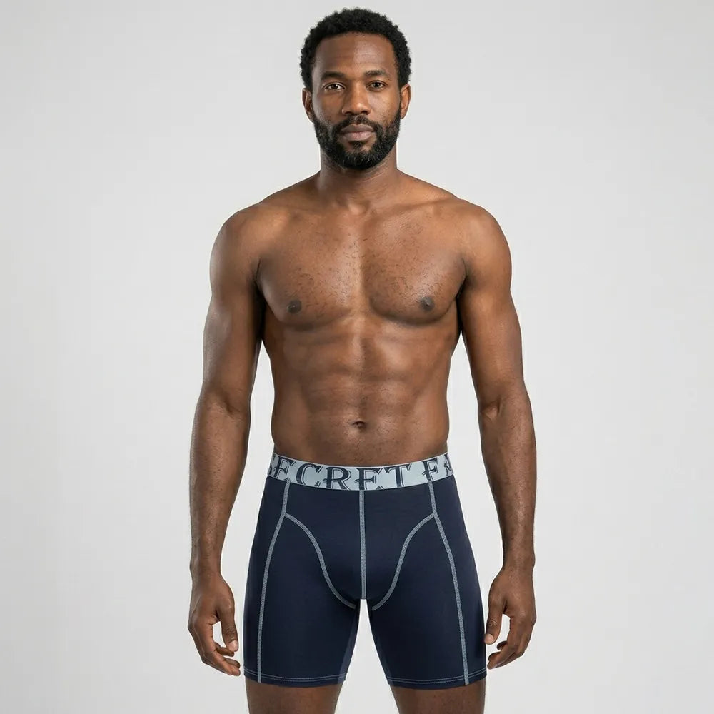 Secret Face Men's Anti-Chafe Trunks - Contour Panel Design, Stretchy & Non-Slip Waistband, Athletic Support Boxer Briefs