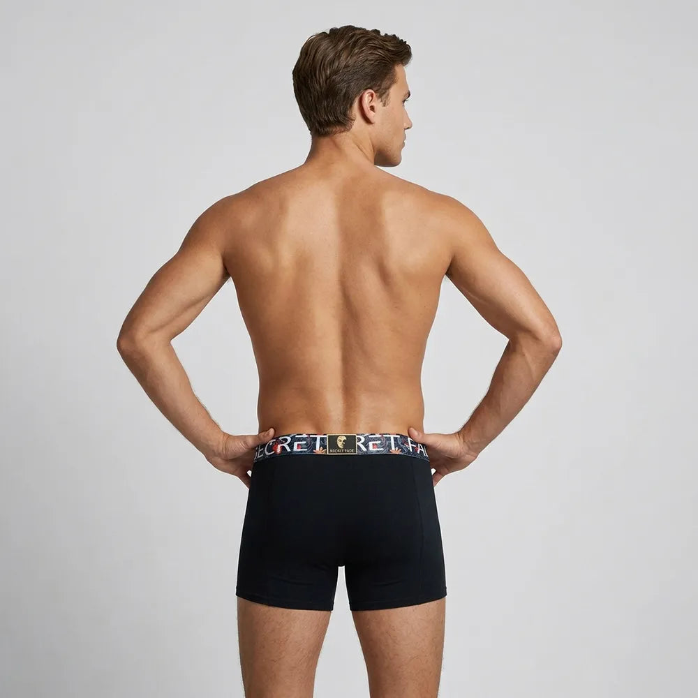 Secret Face Men's Stretch Boxer Briefs - Luxury Comfort, Flexible Tight Fit, Durable Cotton Blend (Assorted Novelty & Solid Prints)