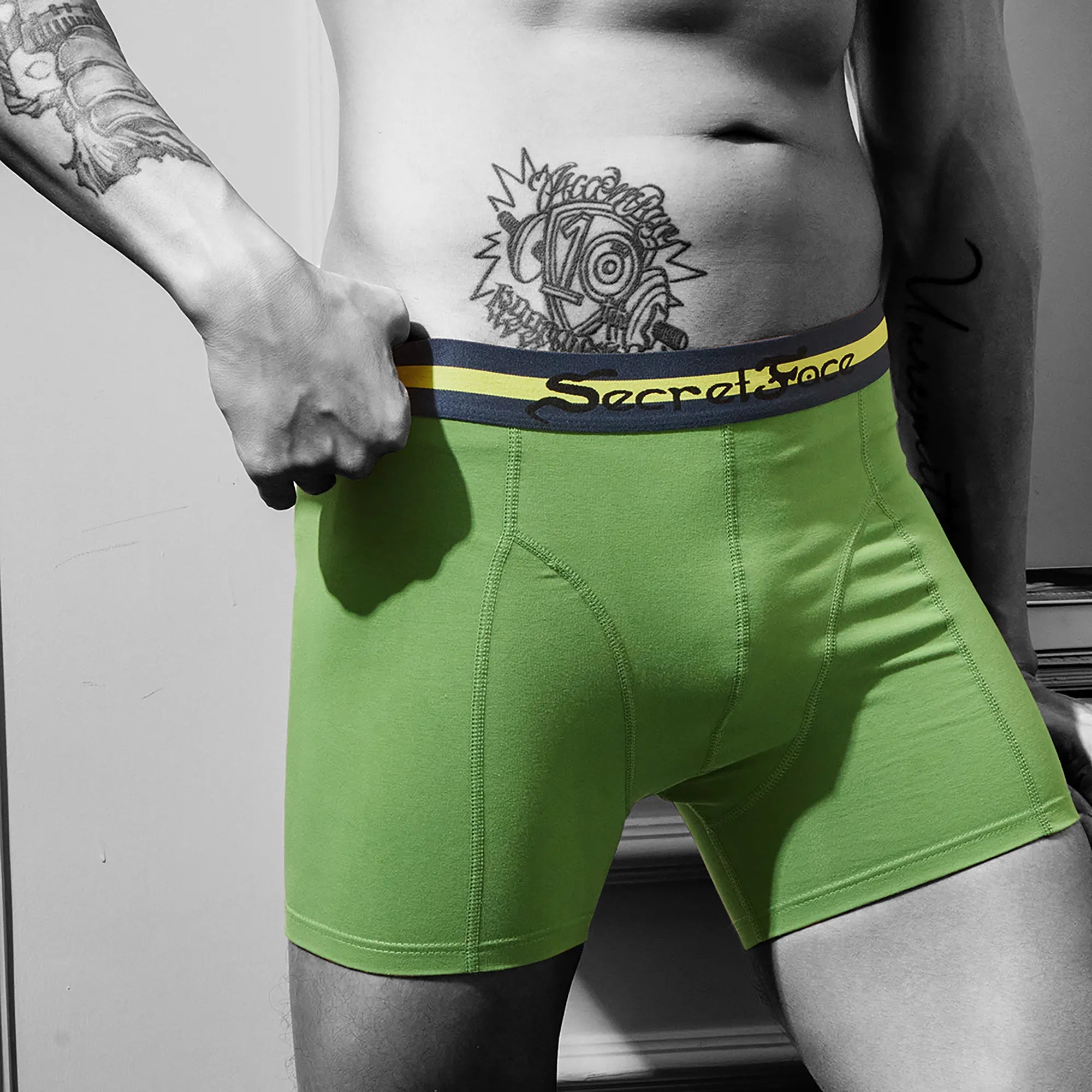Secret Face Men's Stretch Boxer Briefs - Luxury Comfort, Flexible Tight Fit, Durable Cotton Blend (Assorted Novelty & Solid Prints)