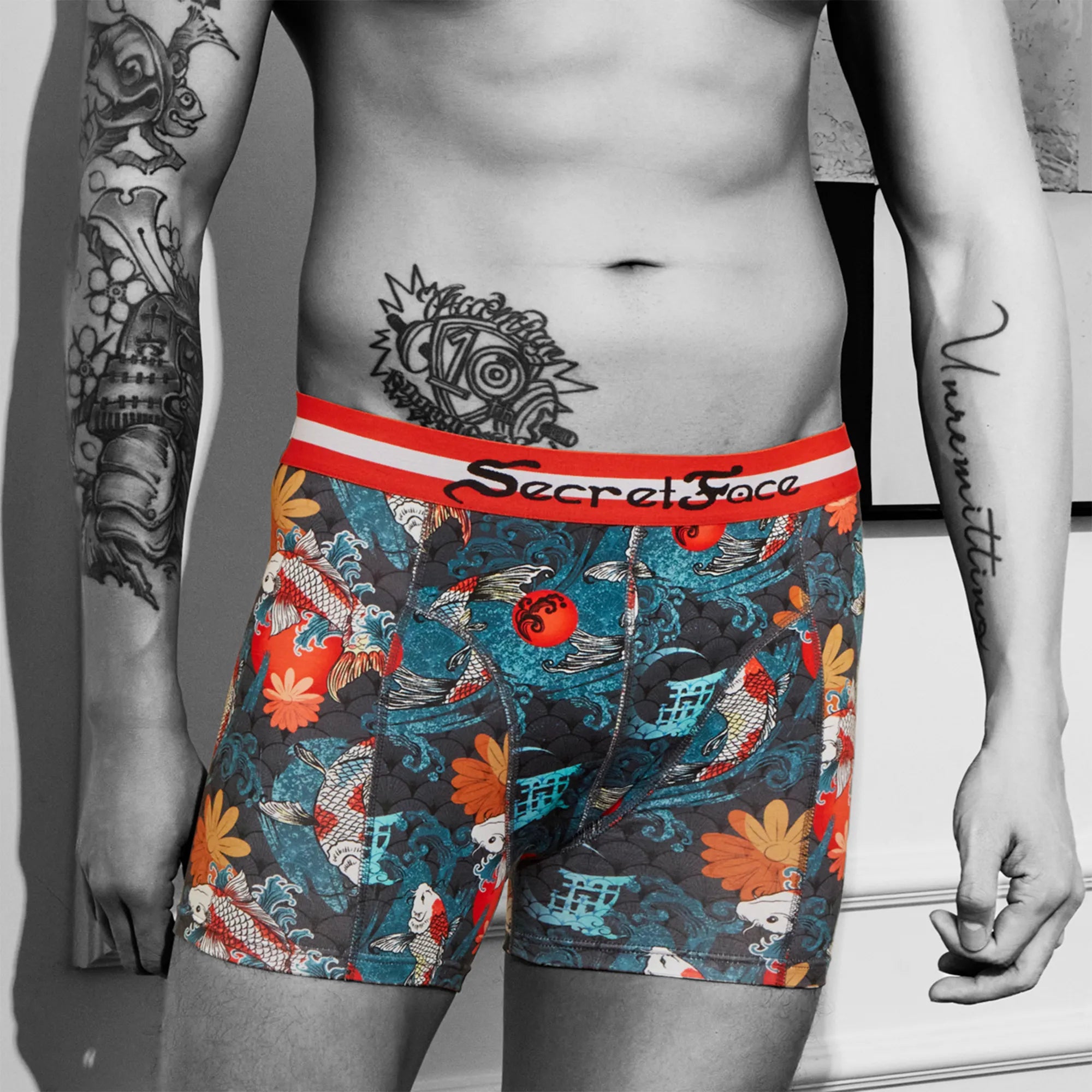Secret Face Men's Stretch Boxer Briefs - Luxury Comfort, Flexible Tight Fit, Durable Cotton Blend (Assorted Novelty & Solid Prints)