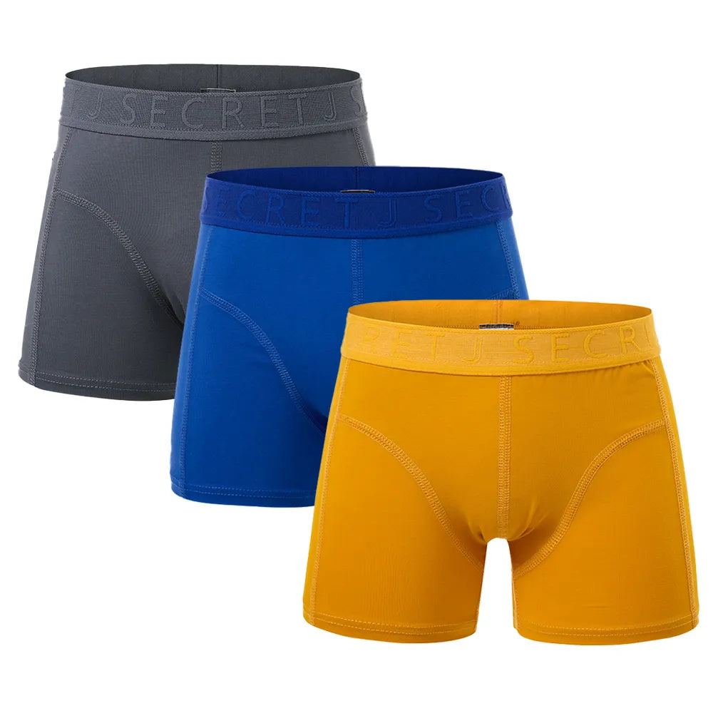 Secret Face Junior' 3-Pack Trunks - Soft Stretch Cotton, Child Fit, Assorted Colors